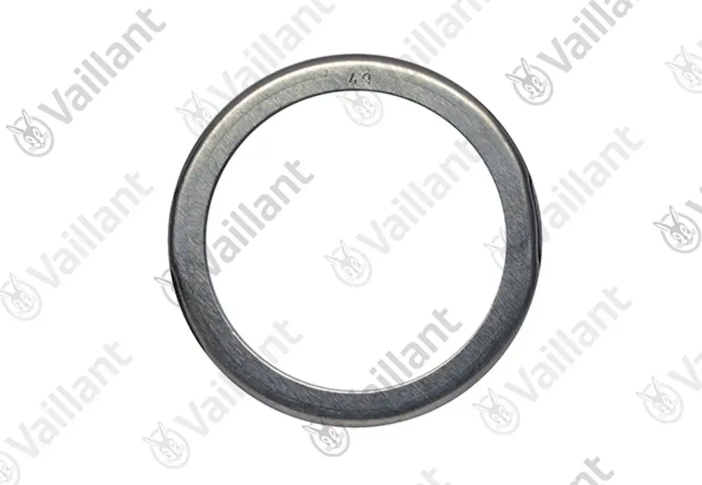 Runder Metallring von Vaillant, wahrscheinlich ein passendes Element für Heizungs- oder Installationssysteme. Oberflächenstruktur und Form deutlich erkennbar.